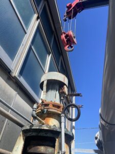 屋外撹拌機用減速機更新工事 詳細画像
